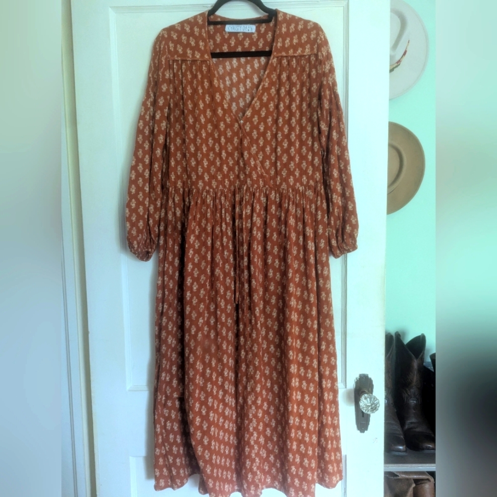 Christy Dawn Tikka Block Rust Print Dress